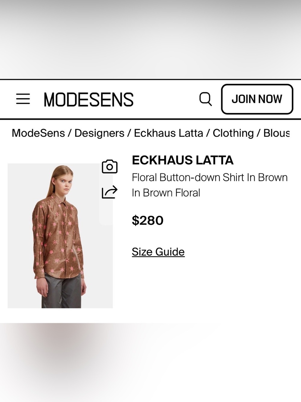 Eckhaus Latta Cotton Floral Button-Down Shirt – Brown Floral Size S Discontinued - Picture 2 of 8